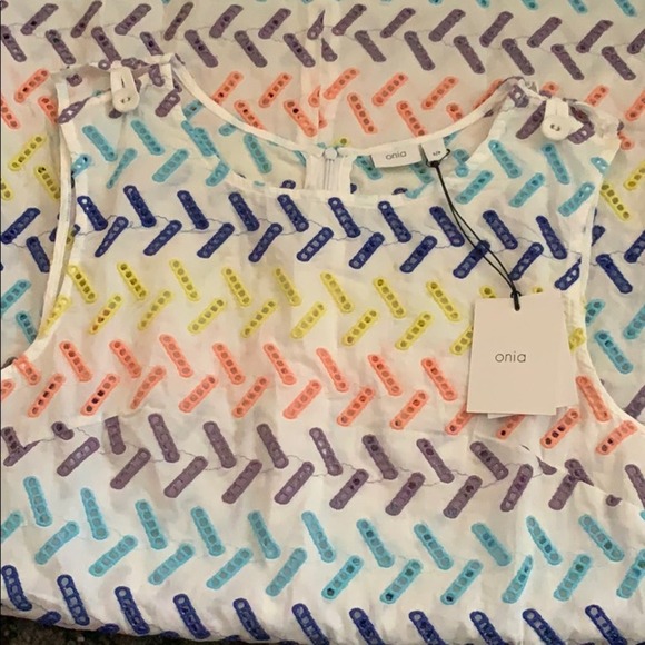 NWT Onia Geo Stitch Marina Poolside Swim Coverup Mini Dress Size Small $265 - Picture 5 of 6